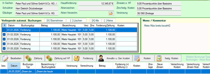 Automatische Buchung vorliegende Buchungen auswählen 060