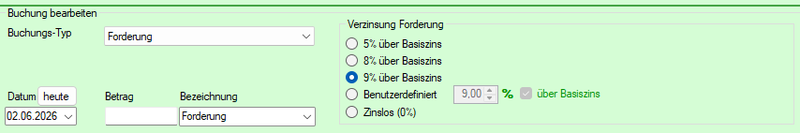 Buchungstyp Forderung