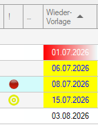 Screenshot der Indikatoren für vorliegende Buchungen im Forderungsmanager