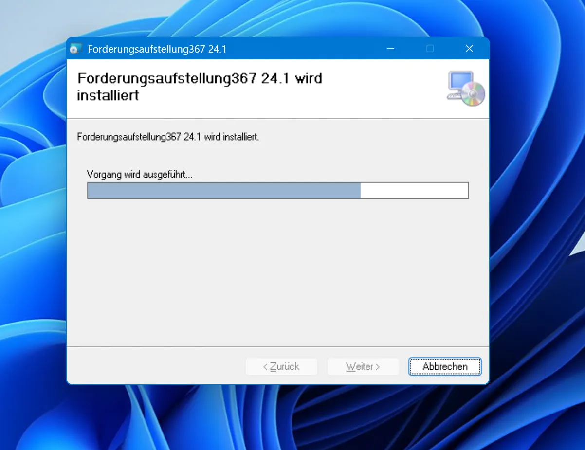 Die Installation wird ausgeführt